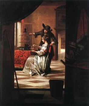 皮特爾 德 衚格 Couple with Parrot 皮特爾 德 衚格 Couple with Parrot